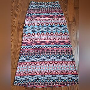 Colorful Geometric Patterned Maxi Skirt